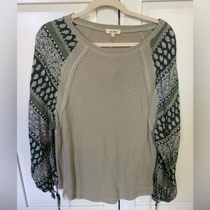 In Loom Size S Waffle Knit Mixed Media Top